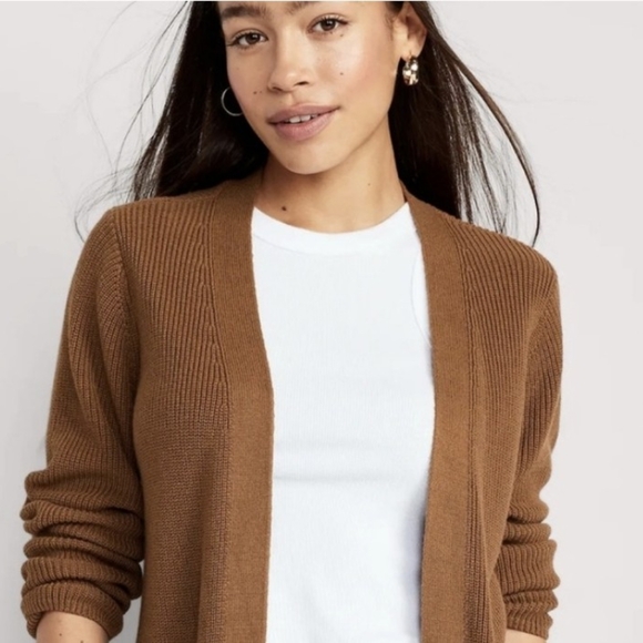 OLD NAVY Textured Long-Line Open-Front Sweater Spiced Saffron XXL - Picture 4 of 9